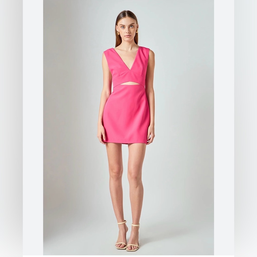 Endless Rose Cutout V-Neck Minidress in Fuchsia Large